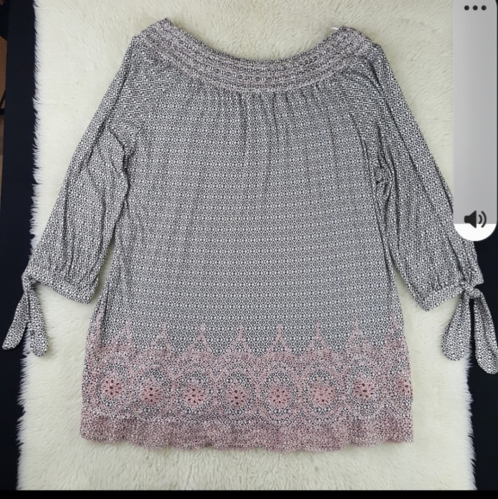 Fever Eyelet Embroidered On Off Shoulder Top Sz 1X